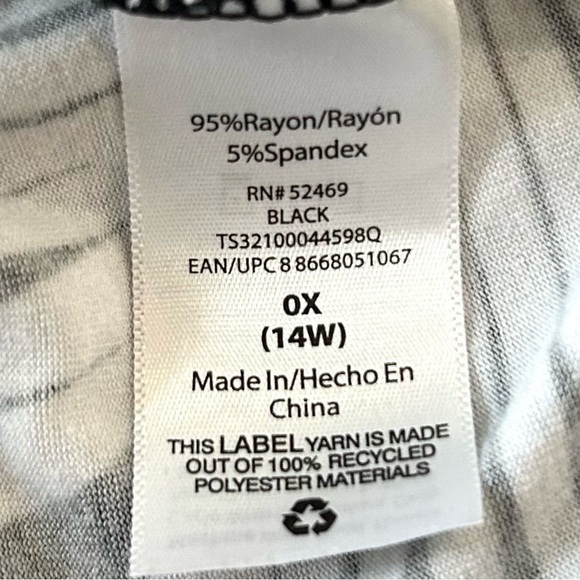 Terra & Sky Midi Tropical Racerback Black White Leaf Print Dress Plus Size 0 - Picture 11 of 11